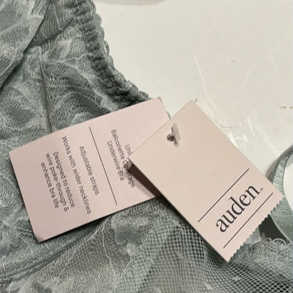 Auden Light Green Unlined Balconette Coverage Lace Underwire Bra